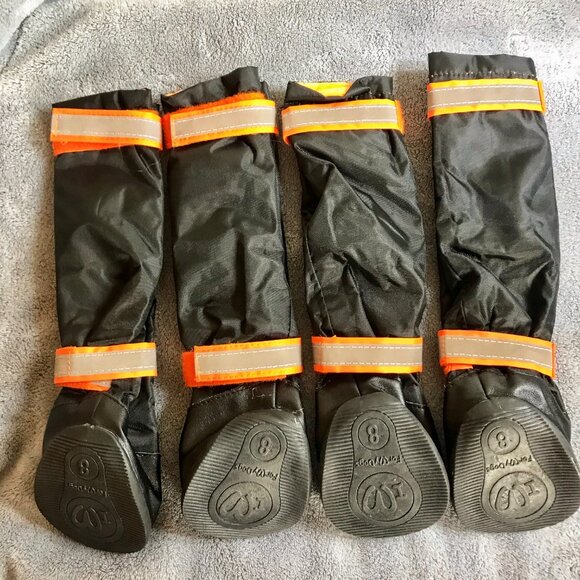 Dog Boots Rubber Non-Slippery Sole Double Clasp Light Reflective Stripes New - Picture 3 of 10